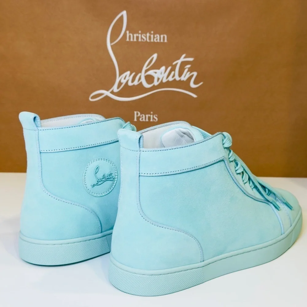 Christian Louboutin Louis Orlato High-top Men’s Sneakers Teal Suede/Velvet EU-44